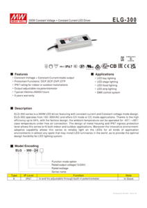Có nghĩa là tốt 300W 24V dẫn lái xe điện áp không đổi + liên tục hiện tại IP67 điều khiển ELG-300-24A loạt MEANWELL - Product Image 2