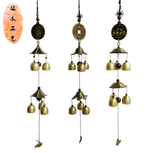 Campanas de viento de 2 pisos al por mayor, con diseños de Doble Pez, <span class=keywords><strong>Ocho</strong></span> <span class=keywords><strong>Trigramas</strong></span>, Qil, Pavo Real y Colgantes Kangxi, estilo japonés, en stock - Product Image 1