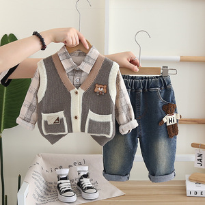 Autunno 3 pezzi abbigliamento formale jeans set per ragazzi 5 anni - Product Image 3