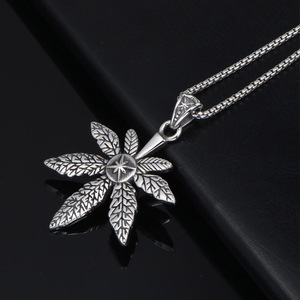 จี้สร้อยคอรูปใบเมเปิ้ลสแตนเลสสำหรับผู้ชายสไตล์สตรีทร็อค SP662 663 - Product Image 3