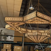 Lustre de mosquée arabe de luxe, hauteur réglable, grand luminaire suspendu rond islamique en or LED pour la décoration d'hôtels, de palais et d'églises