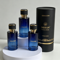 Flacon de parfum rechargeable de luxe à col vissé 30ml 100ml, flacon de parfum vide en verre 50ml avec boîte, logo personnalisé et sac en papier