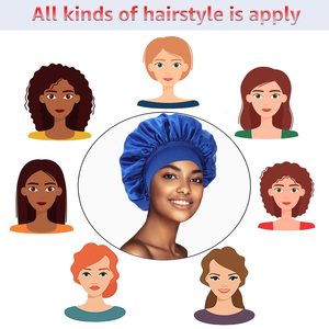 Chapeaux de nuit avec logo personnalisé <span class=keywords><strong>Bonnet</strong></span> de douche simple <span class=keywords><strong>Bonnet</strong></span> de couchage Bonnets en satin à bande élastique - Product Image 6