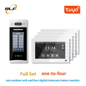 1V4 Kabelgebundenes <span class=keywords><strong>Video</strong></span>-Türsprechanlage-System für Wohnungen mit 7-Zoll-<span class=keywords><strong>Monitor</strong></span> und Tuya Smart <span class=keywords><strong>Video</strong></span>-Gegensprechanlage - Product Image 1