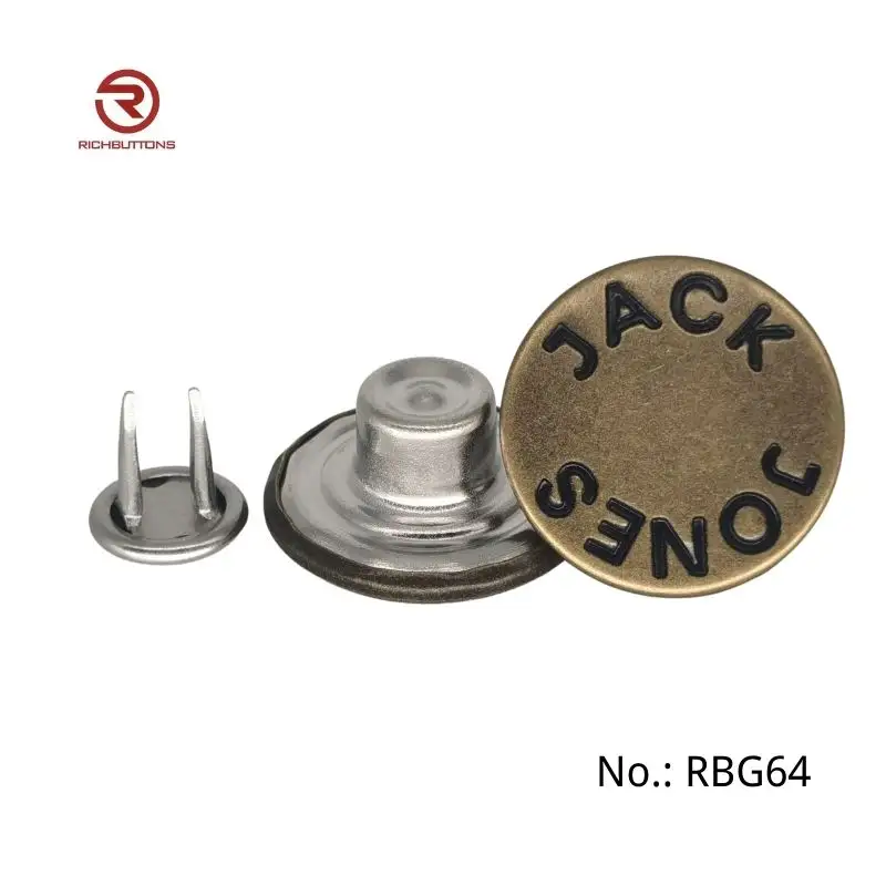 Jeans Buttons And Rivets Factory Price Custom Logo Metal Jeans Buttons With Rivets Brass Denim Buttons For Jeans