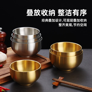 Stainless Steel Rice Bowl 304 Gold Color Durable Home Use - Product Image 5