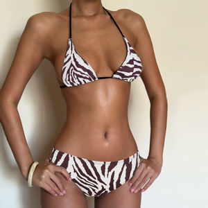 Conjunto de traje de baño para mujer, bikini con estampado de cebra, dos piezas, estilo de vacaciones en la playa, novedad de verano - Product Image 3