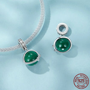 Miles de unidades en stock: Abalorio de plata de ley S925 con piedra azul brillante, diseño de sol y luna, para pulsera de 3 mm, joyería fina. - Product Image 4