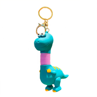 Creatieve Cartoon Pvc Sleutelhanger Kinderen Stretching Nek Dinosaurus Ontwerp Karabijnhaak Sleutelhanger In Rubber Materiaal Cadeau Idee