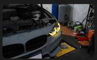 Para BMW Serie 3 F30 F35 2013-2018, Conjunto de Faros Delanteros Bi-LED Láser con Proyector, Estilo Deportivo Mejorado, Ojo Dorado, DRL de Doble Color