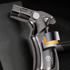 Accendino Ricaricabile a Fiamma Jet in Metallo Antivento per Sigari con Logo Personalizzato Accendino Portatile da Campeggio con Confezione Regalo - Product Image 5