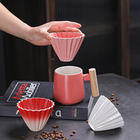 Cafetera de goteo de cerámica con borde plisado en forma de estrella, 20 pliegues, borde ondulado, diseño distintivo, herramienta para preparar café por goteo
