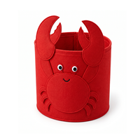 Panier de rangement en feutre RPET GRS, design crabe rouge mignon, personnalisé OEM, pour chambre d'enfant, certifié BSCI
