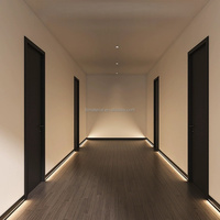 Perfil de aluminio negro para zócalo de suelo LED de hotel moderno, tira de luz de esquina montada en pared, venta al por mayor