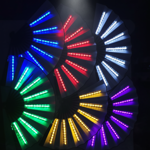 Ventilateur pliable lumineux à LED avec télécommande, en bambou, pour discothèque, bar, danse, fête <span class=keywords><strong>rave</strong></span> - Product Image 1