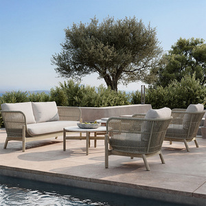 Ensemble de canapés modernes d'extérieur en teck massif avec cadre en aluminium, écologique, imperméable, protection solaire, pour villa, cour et <span class=keywords><strong>balcon</strong></span> - Product Image 4