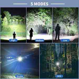 100000 Lumen 5-mode 26650*1(5000MAH) XHP50 USB <b>Rechargeable</b> Tactical Telescoping Hunting <b>LED</b> Flashlight - Product Image 3
