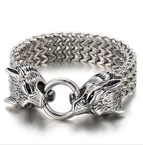 Pulsera de malla de hip hop, brazalete de lobo negro, acero inoxidable <span class=keywords><strong>2022</strong></span>, novedad de 316 - Product Image 4