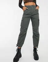 Calças cargo de design personalizado, calças compridas para senhoras com bolso de utilitário 100% algodão