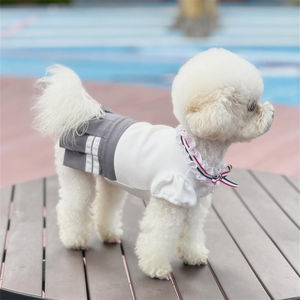 25AW hewan peliharaan Bichon Pomeranian Teddy anjing kecil gaya kuliah pakaian anjing 2 potong Set Gaun + rompi - Product Image 5