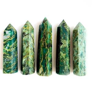 Torre de cuarzo de cristal verde tallado a mano Natural, Varita de puntos de <span class=keywords><strong>Esmeralda</strong></span> para decoración de regalo, venta al por mayor - Product Image 3