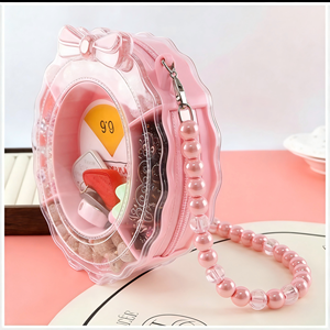 Caja de Almacenamiento Redonda Rosa para Abalorios, Organizador Portátil de Accesorios para Mascotas para Hacer Joyas DIY, Estuche Artesanal Adorable para Perros y Gatos - Product Image 2