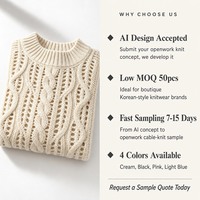 Pull-over surdimensionné pour femme en maille ajourée à col montant, personnalisé OEM, vente en gros, marque privée, faible MOQ, échantillon