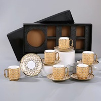 Nouveau design européen de luxe 6 tasses et assiettes tasses à café et soucoupes en porcelaine fine coffrets cadeaux