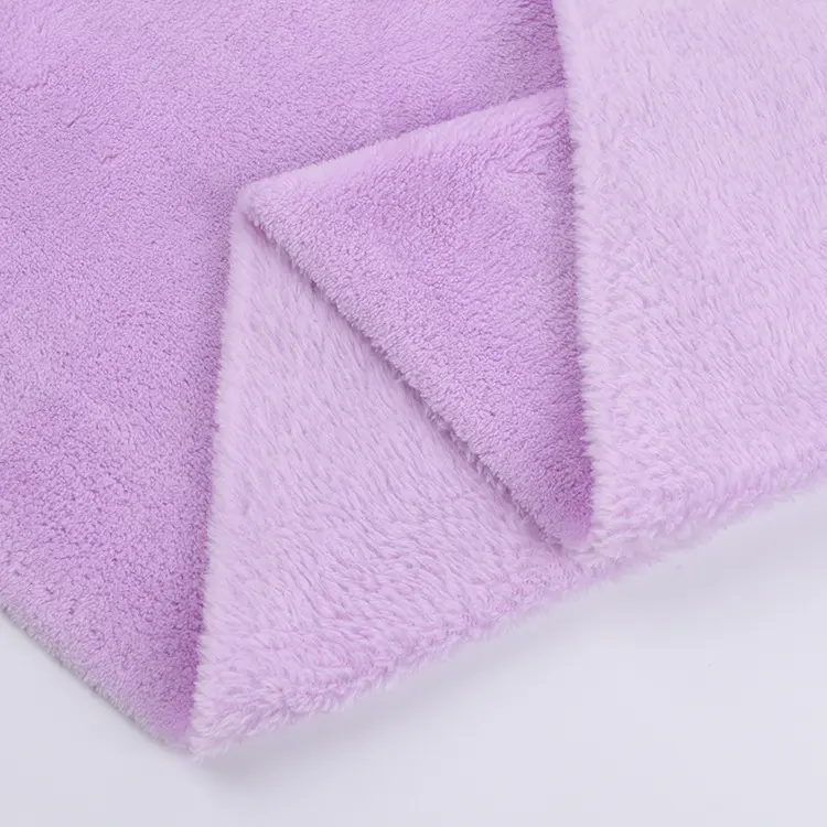 plain dyed color super soft blanket fabric 100% polyester warp knitted 270gsm microfiber coral fleece fabric