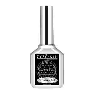 Gel UV transparente de alto brillo superbrillante de 15ml con logotipo personalizado, capa superior para base de gel UV para decoración de uñas, capa base de goma para remojo