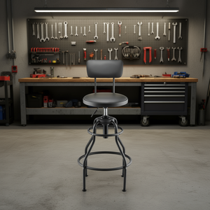 Asiento de trabajo de garaje de altura ajustable Silla industrial con capacidad de carga de 300 libras con taburete de tienda con respaldo - Product Image 2