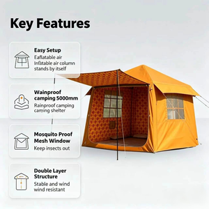 Tente de camping gonflable en PVC à colonnes d'air <span class=keywords><strong>pour</strong></span> 4-6 personnes, en <span class=keywords><strong>toile</strong></span> de coton imperméable, idéale <span class=keywords><strong>pour</strong></span> le glamping familial, le safari dans le désert, avec fenêtre en maille. - Product Image 2