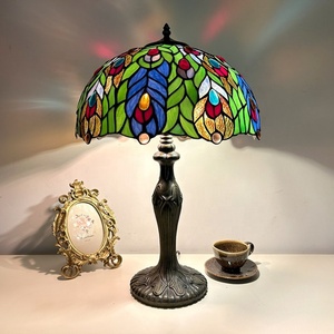 Longhuijing para Lámpara de Techo Estilo Mediterráneo de 16 Pulgadas, Pantalla de Vidrio Teñido Ecológica con Diseño de Pavo Real, Hecha a Mano, LED E27 - Product Image 3