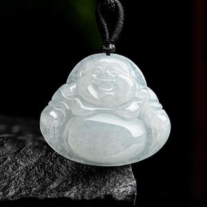 Pendentif Bouddha en jadéite naturelle du Myanmar, bijoux pour femmes, design original, style chinois, cadeau avec certificat d'évaluation FG42 - Product Image 1