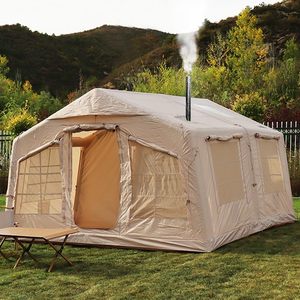 Carpa de Camping Inflable de PVC para <span class=keywords><strong>4</strong></span> Estaciones, Impermeable 3000mm, con Áreas Separadas para <span class=keywords><strong>Dormir</strong></span> y Vivir, para <span class=keywords><strong>4</strong></span>-6 Personas, Carpa Glamping, Oxford 420D - Product Image 1