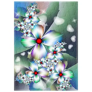 Pintura de arte abstracto de flores para decoración del hogar, lienzo artesanal de diamantes 5D