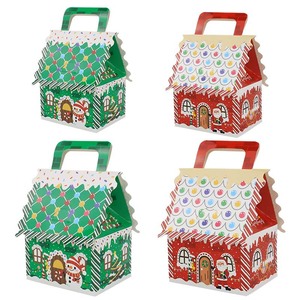 DAMAI Christmas Ornament Gift Boxes for Candy Cookies Sugars Paper Packaging with Festive House Handle for Food Use - Product Image 2