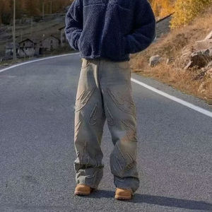 Hip-hop High Street Y2K soccorso Vintage stile retrò a gamba larga <span class=keywords><strong>Jeans</strong></span> larghi taglie forti larghi <span class=keywords><strong>Jeans</strong></span> larghi per uomo <span class=keywords><strong>donna</strong></span> - Product Image 4