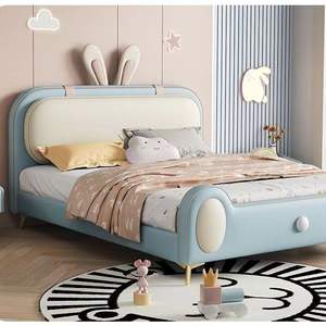 เตียงจัดเก็บของสำหรับเจ้าหญิงกระต่ายน่ารักกรอบเดียวทำจากไม้เนื้อแข็งเฟอร์นิเจอร์ห้องนอนสำหรับเด็กผู้หญิงหรูหรา - Product Image 5