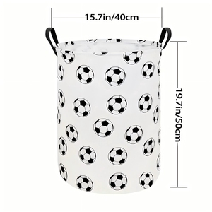 <span class=keywords><strong>Panier</strong></span> à linge <span class=keywords><strong>de</strong></span> football pliable grande capacité avec poignées, en tissu imperméable, cadeau décoratif pour les fans <span class=keywords><strong>de</strong></span> football - Product Image 2