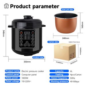 OEM ODM 6L 8L 10L 12L Grande Capacité, Cuisinière à Pression Électrique Multifonction en Acier Inoxydable 6 Litres, Cuisinière à Pression Intelligente Numérique pour Cuisine - Product Image 5