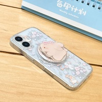 Étui ZL251 Fleur et Lapin pour iPhone 16 Pro, Transparent, 17 Pro Max, Mignon, 14/15 avec support