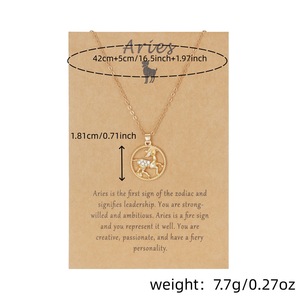 Collar con Constelación de Sagitario, Colgante de Aleación Dorada con Tarjeta, Joyería de Regalo para Uso Diario, Cadena de Clavícula de Acero Inoxidable - Product Image 4