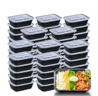 Boîte à lunch jetable en PP noir HYX-507 fabriquée en Chine, contenants alimentaires en gros pour nouilles, sandwichs, gâteaux