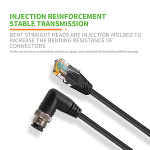 Đúc công nghiệp Cat6 Cáp góc bên phải M12 4 vị trí D mã nam 4pin Ethernet che chắn cáp để RJ45 kết nối mạng - Product Image 5