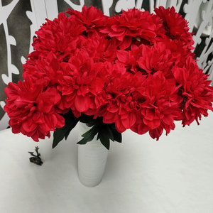Queyiyi Fleurs artificielles, bouquet de dahlias, 7 branches, fleurs en soie, 30 cm-100 cm, décoration de mariage et de la maison - Product Image 1
