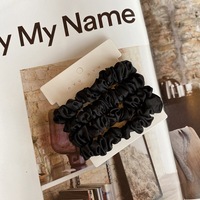 Vente en gros de petits chouchous ensemble café couleurs soie Satin cheveux cravates pour filles noir élastiques cheveux bandes