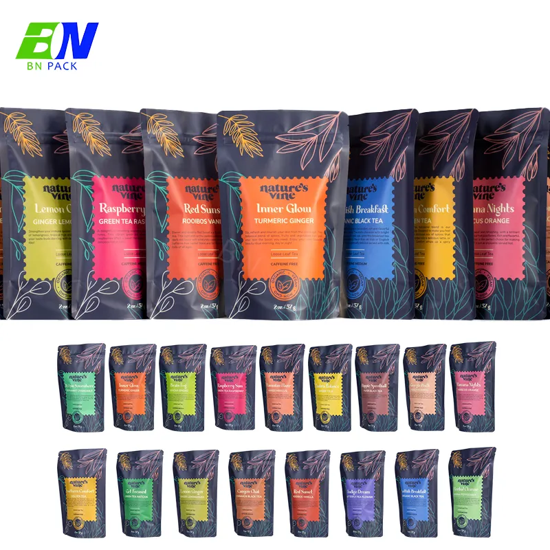 Custom Printing Aluminum Foil Stand Up Pouch Matcha Green Tea Powder Packing Bags