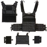 Gilet tactique à dégagement rapide unisexe léger porte-plaques Molle avec dos ergonomique en polyester noir