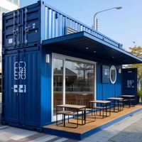Capsule spatiale moderne préfabriquée modifiée à partir d'un conteneur maritime, isolée, à installation rapide, pour café, bar, salle de sport ou boutique pop-up mobile personnalisée